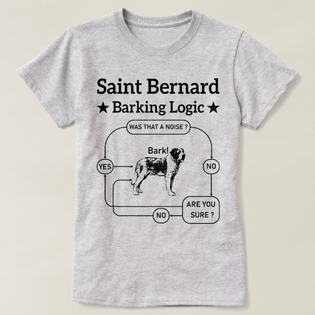Saint Bernard Barking Logic Funny Downer Cool T-Shirt (Design vorne)