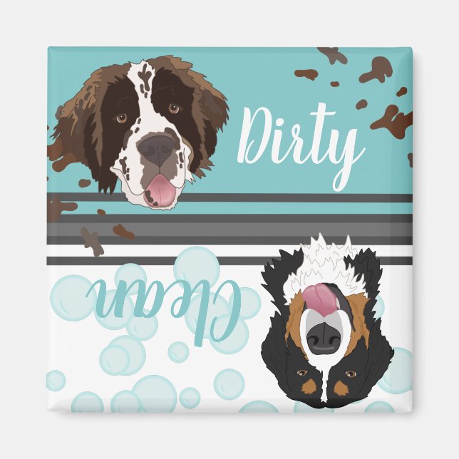 Saint Bernard Bernese Dirty/Clean Geschirrspüler Magnet (Vorne)