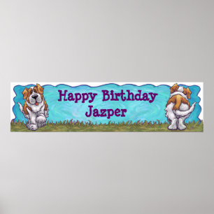 Saint Bernard Birthday Banner Poster