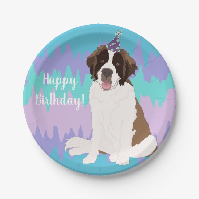 Saint Bernard Birthday Papierplatte Pappteller (Vorderseite)