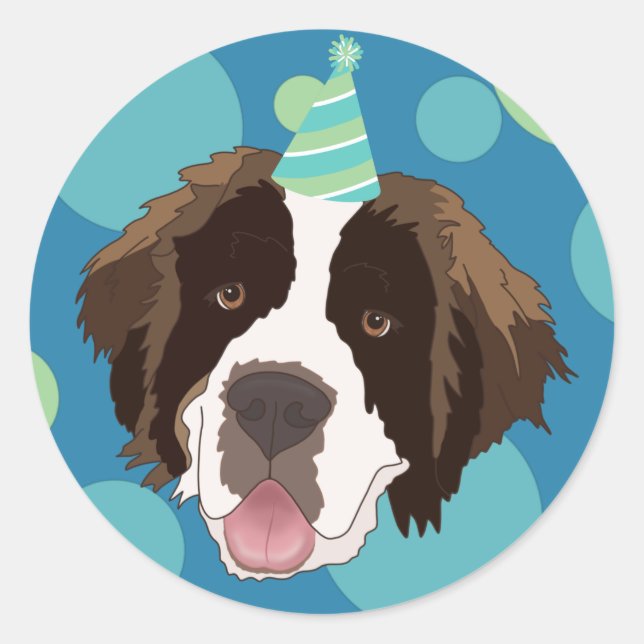 Saint Bernard Birthday Runder Aufkleber (Vorderseite)