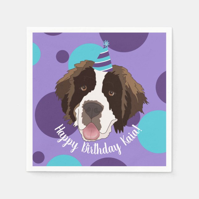 Saint Bernard Birthday Serviette (Vorderseite)