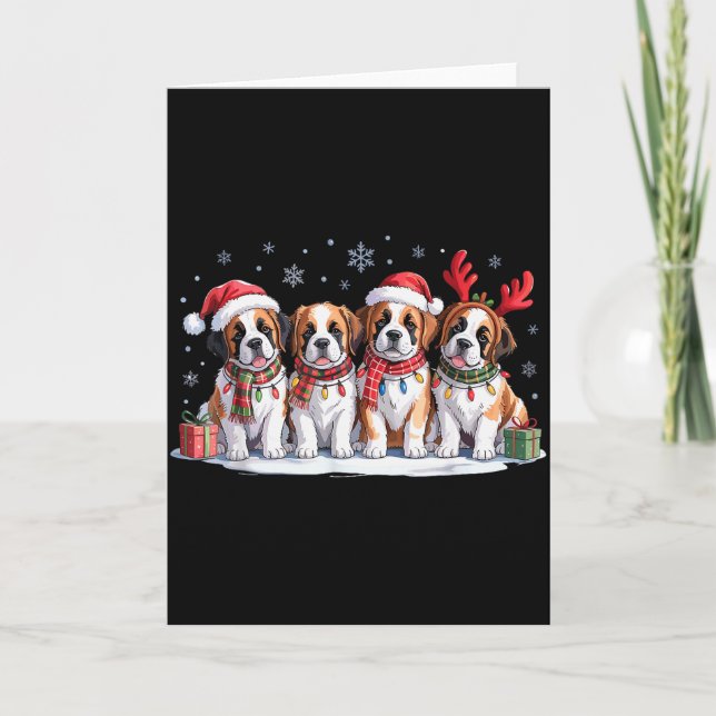 Saint Bernard Christmas Pupes Dog Lovers Funny Hol Karte (Vorderseite)