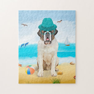 Saint Bernard Dog am Strand Puzzle