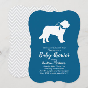 Saint Bernard Dog Baby Shower Boy Blue Einladung