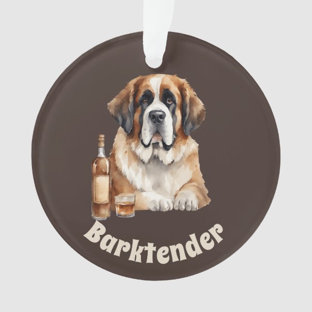 Saint Bernard Dog Barktender Extraordinair Ornament (Vorderseite)