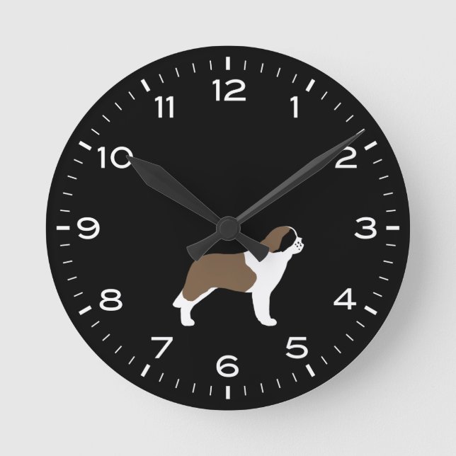 Saint Bernard Dog Breed Clock Runde Wanduhr (Vorderseite)