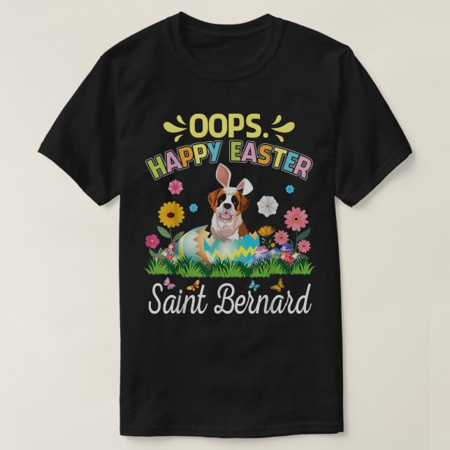 Saint Bernard Dog Bunny Costume Blume Locarno T-Shirt (Design vorne)