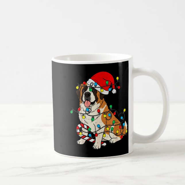Saint Bernard Dog Christmas Lights Santa Xmas Pet  Kaffeetasse (Rechts)