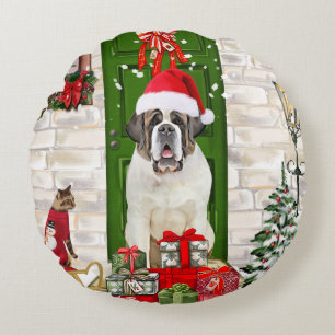Saint Bernard Dog Christmas Throw Kissen