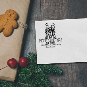 Saint Bernard Dog Frohe Weihnachtsfeier Rücksendea Gummistempel