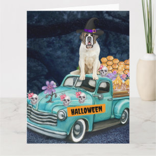 Saint Bernard Dog Halloween Lkw Beängstigende Nach Karte