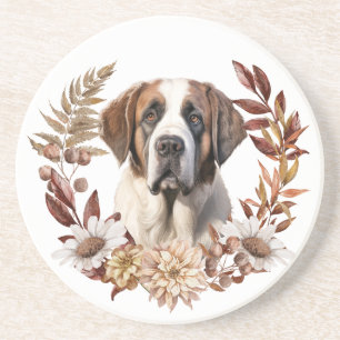 Saint Bernard Dog Herbstkranz Getränkeuntersetzer