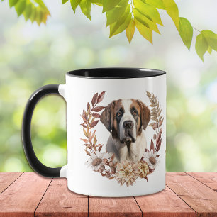 Saint Bernard Dog Herbstkranz Tasse