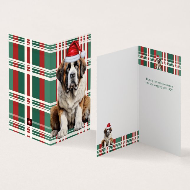 Saint Bernard Dog Holiday Plaid Christmas (Innenseite und Außenseite)