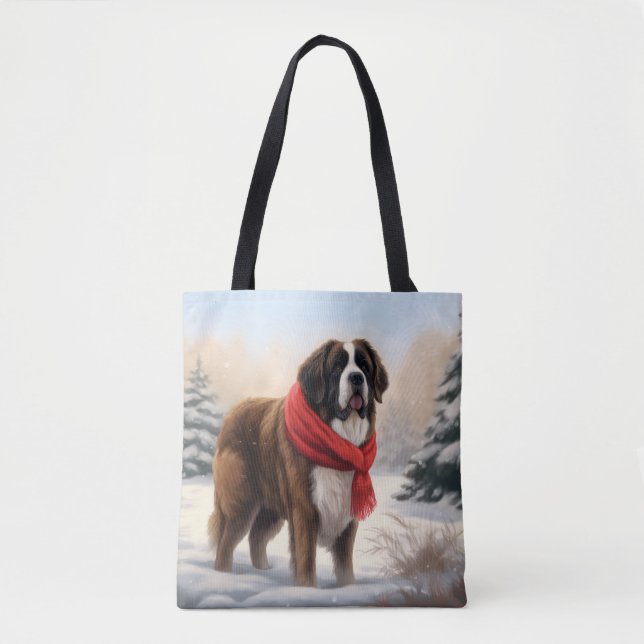 Saint Bernard Dog im Schnee Weihnachten (Vorderseite)