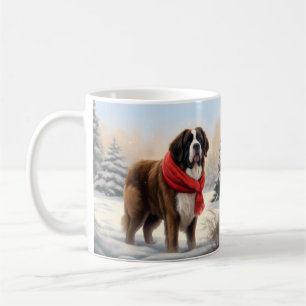 Saint Bernard Dog im Schnee Weihnachten Kaffeetasse