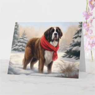Saint Bernard Dog im Schnee Weihnachten Karte
