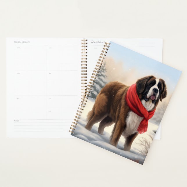 Saint Bernard Dog im Schnee Weihnachten Planer (Anzeige)