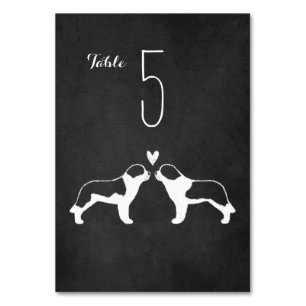 Saint Bernard Dog Silhouetten Hochzeitsempfang Tischnummer