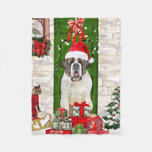 Saint Bernard Dog Weihnachten Fleecedecke