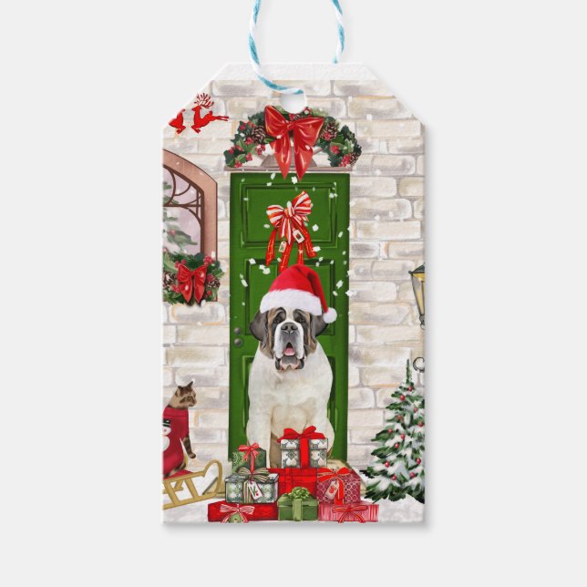 Saint Bernard Dog Weihnachten Geschenkanhänger (Vorderseite)