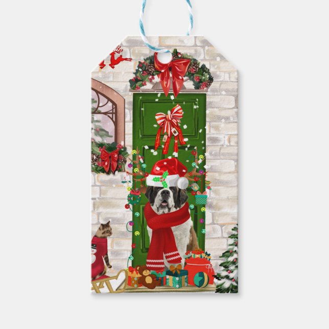 Saint Bernard Dog Weihnachten Geschenkanhänger (Vorderseite)