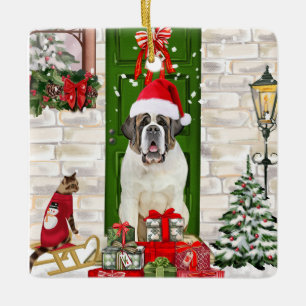 Saint Bernard Dog Weihnachten Keramikornament
