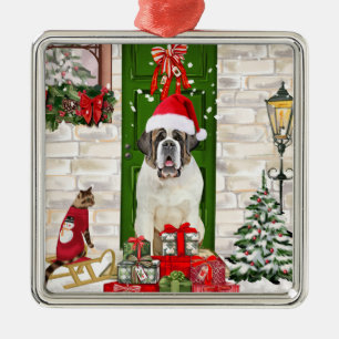 Saint Bernard Dog Weihnachten Ornament Aus Metall