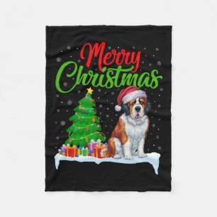 Saint Bernard Dog Weihnachtsbaum Lichter Funny Xma Fleecedecke