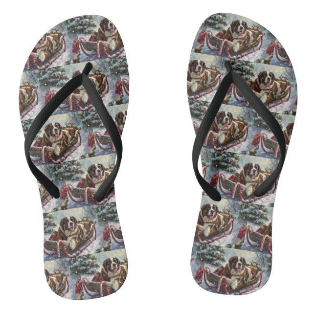 Saint Bernard Dog Weihnachtsfest Flip Flops (Fußbett)