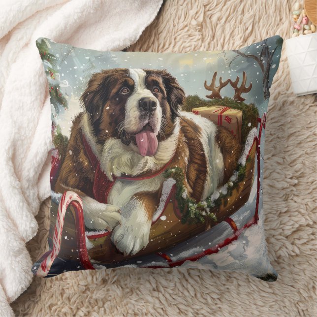 Saint Bernard Dog Weihnachtsfest Kissen (Decke)
