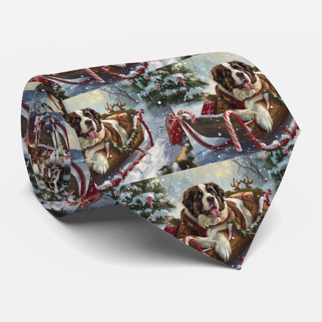 Saint Bernard Dog Weihnachtsfest Krawatte (Gerollt)