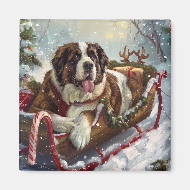 Saint Bernard Dog Weihnachtsfest Magnet (Vorne)