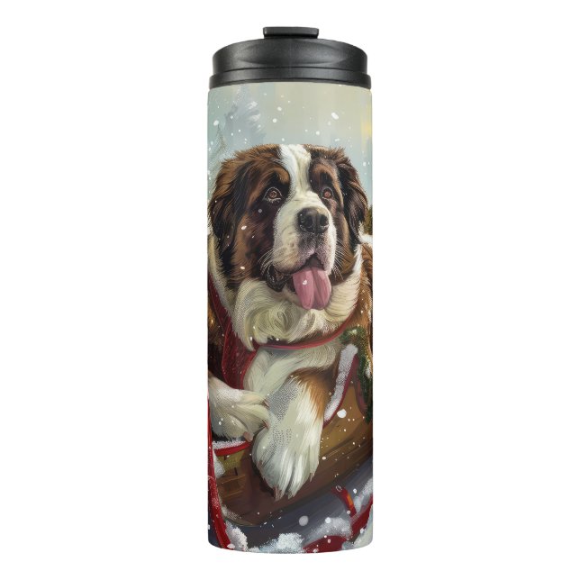 Saint Bernard Dog Weihnachtsfest Thermosbecher (Vorderseite)