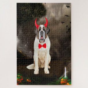 Saint Bernard Dog zu Halloween Puzzle
