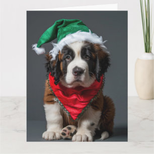 Saint Bernard Elf Welpe Weihnachtskarte Karte