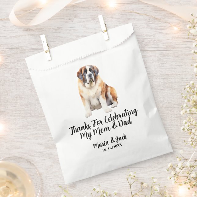 Saint Bernard Full Color Pet Wedding Geschenktütchen (Ausgeschnitten)