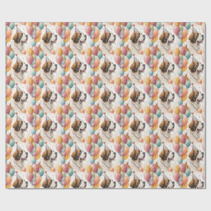 Saint Bernard Geburtstagsballons Aquarell Geschenkpapier