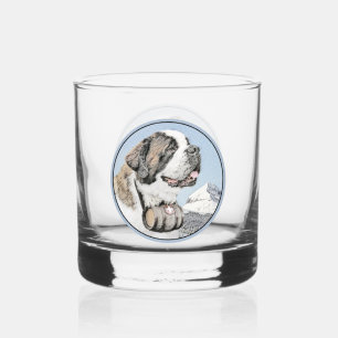 Saint Bernard Gemälde - Süße originelle Hundekunst Whiskyglas