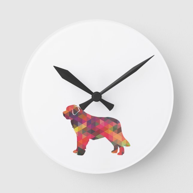 Saint Bernard Geo Silhouette Multi Runde Wanduhr (Vorderseite)