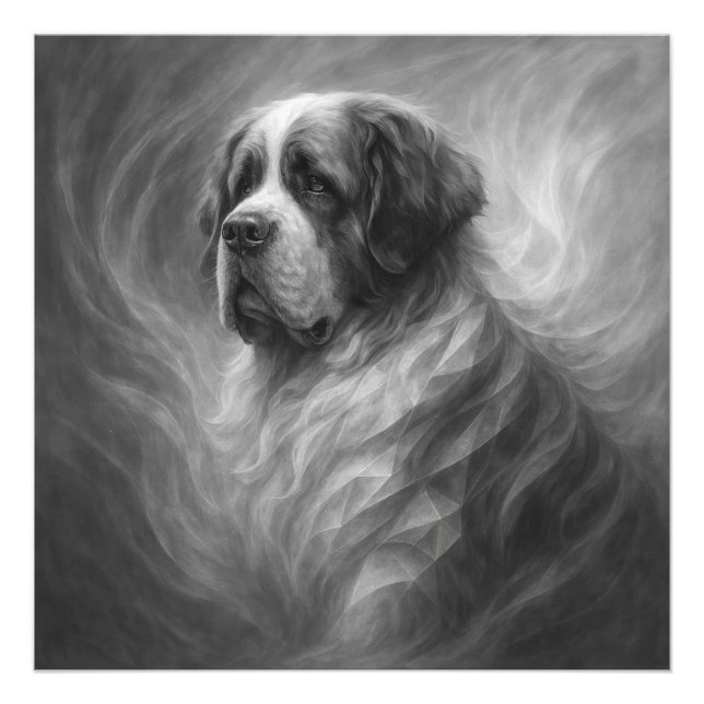 Saint Bernard GeoRealism Portrait – Gentle Guardia Fotodruck (Vorne)