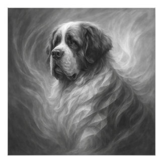 Saint Bernard GeoRealismus-Porträt – Sanfter Wächt Fotodruck