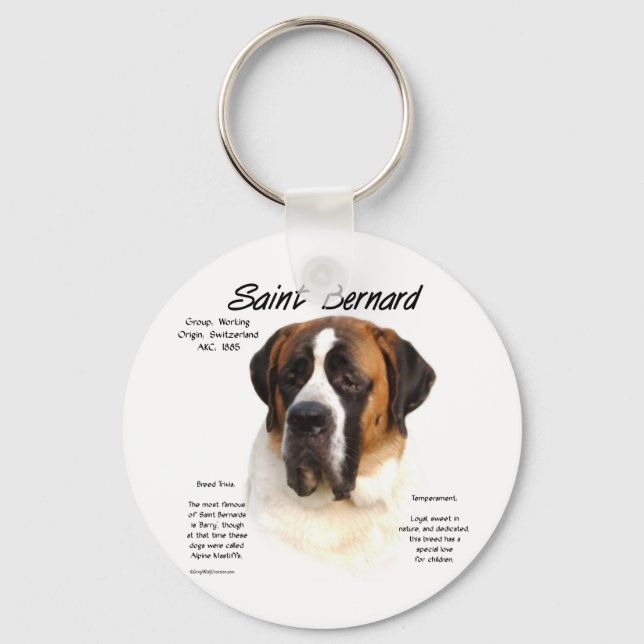 Saint Bernard (glatt) Historisches Design Schlüsselanhänger (Vorderseite)