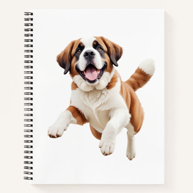 Saint Bernard glücklich Spielspass in der Luft spr Notizbuch (Vorderseite)