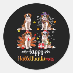 Saint Bernard Halloween Frohe Weihnachtsfeier Hall Runder Aufkleber
