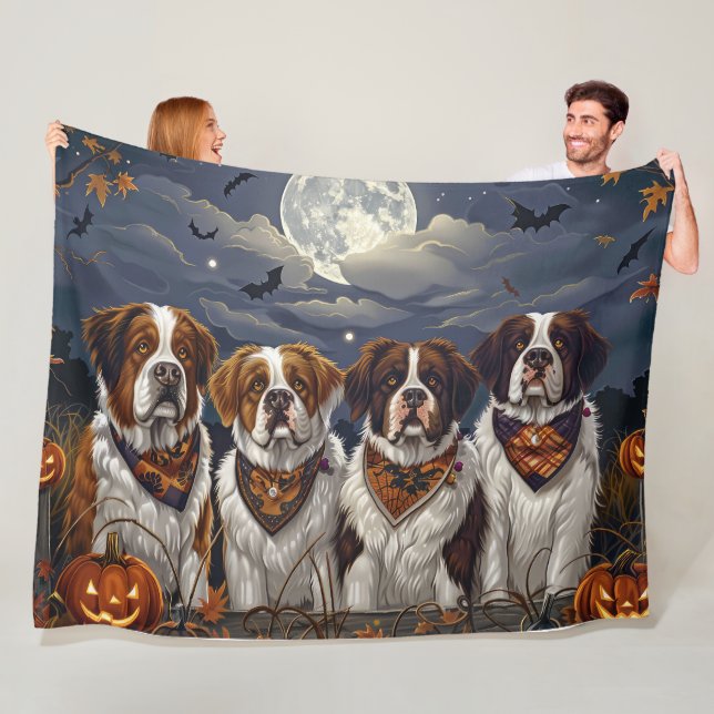 Saint Bernard Halloween Spooky Fleecedecke (Beispiel)