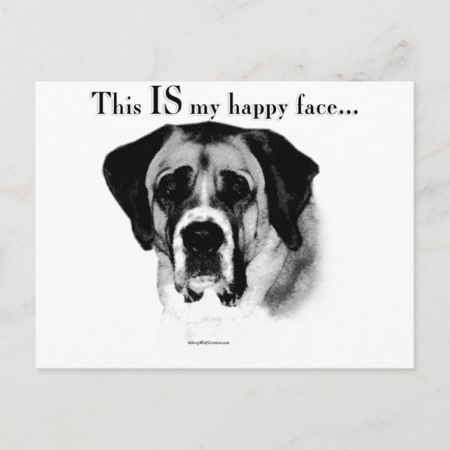 Saint Bernard Happy Face Postkarte (Vorderseite)