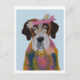 Saint Bernard Hippie Feiertagspostkarte