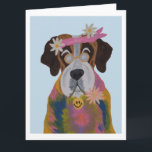 Saint Bernard Hippie Karte<br><div class="desc">The whimsy of this doggie is meant to add joy to someone's day!</div>